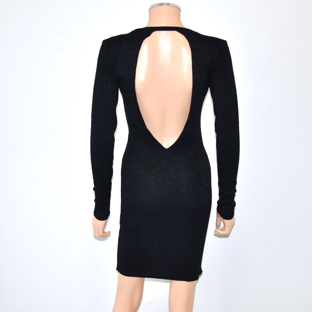 NWT ZARA Black Ribbed Open Back Dress - Sz M
